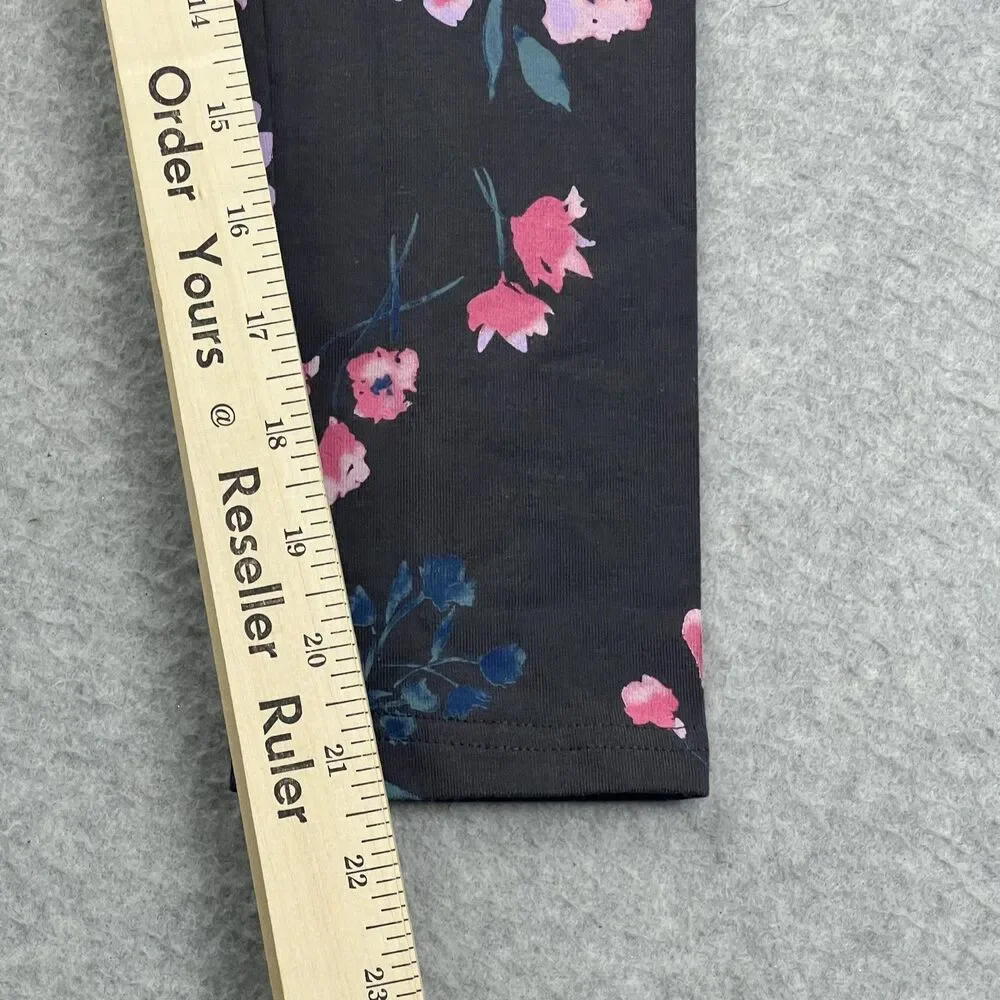 Carter's Leggings Girls 12 Gray Pink Floral Print Ankle Elastic Waist Jersey